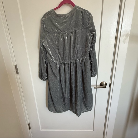 Anthropologie Holding Horses Velvet Shirt Dress | Silver | Size S - Picture 6 of 6